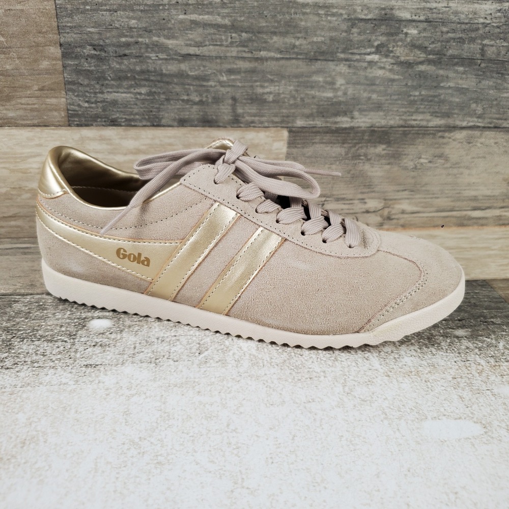 Gola Bullet Pearl Womens Trainer Shoes Sz 7 Bone Suede Low Top Lace Up Sneakers